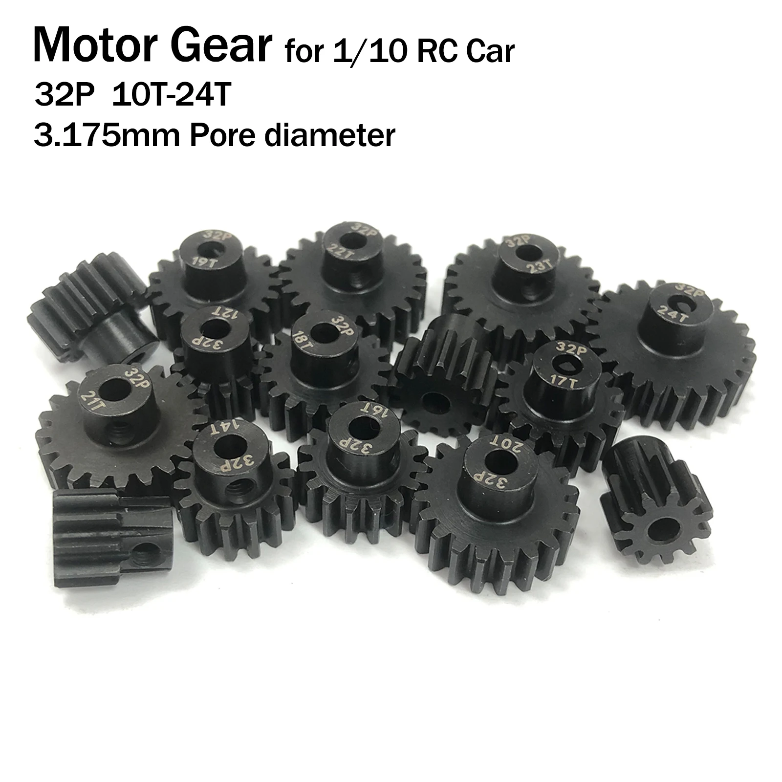 1pcs 32DP Motor Gear for 1/10 RC Car Accessories Upgrade Parts Steel Metal Pinion Black 3.175mm Motor Gear