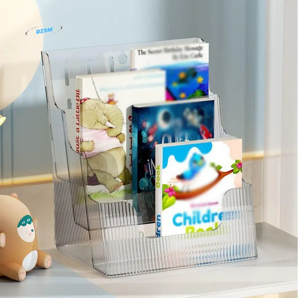 

Clear Brochure Display Holder 3 Tiers Plastic Pamphlet Flyer Organizer Anti-slip Reusable Document Display Stand Home Supplies