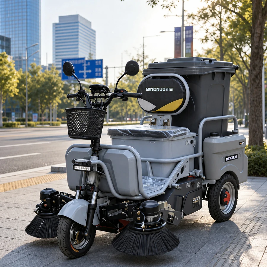 New Electric Tricycle Street Sweeper MN-S125 48V Battery Ride-On Self-Propelled Compact Vacuum Cleaner Narrow Alley Park Factory