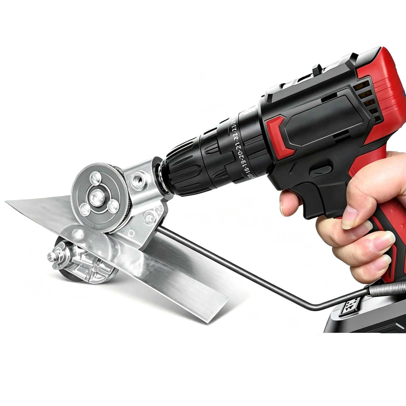 Electric Drill Plate Shear Attachment, Metal Sheet Cutter Nibbler for Steel Iron, Car Body Repair, Roofing, DIY Home Renovation