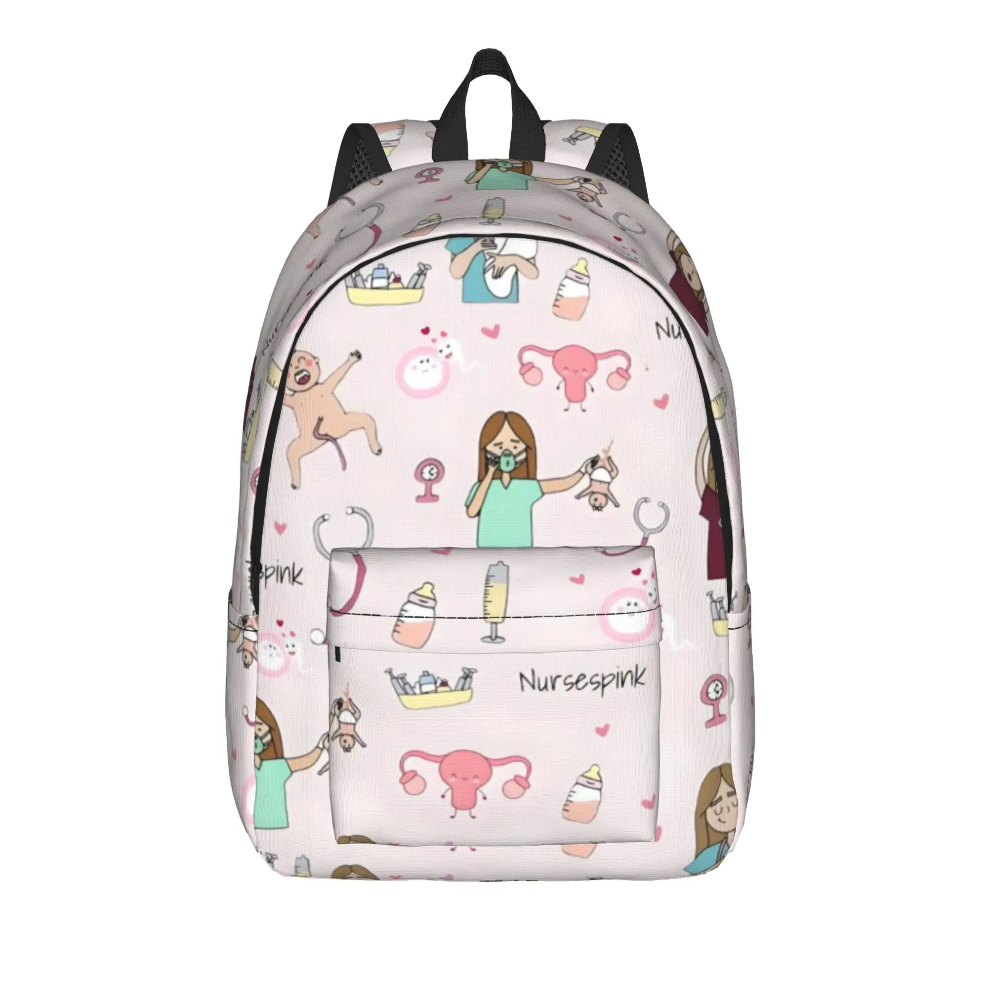 Enfermera En Apuros Doctor Nurse Medical Backpack  Youth Polyester Travel Backpacks Print Kawaii High School Bags Rucksack