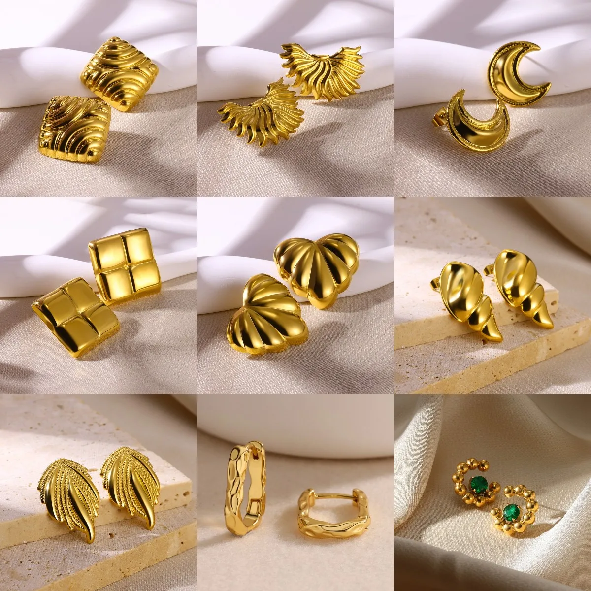 Stilvolle Zarte Quadratische Herz Ohrringe Für Frauen Gold Farbe Edelstahl Conch Tiere Ohrringe Jewerly Kostenloser versand