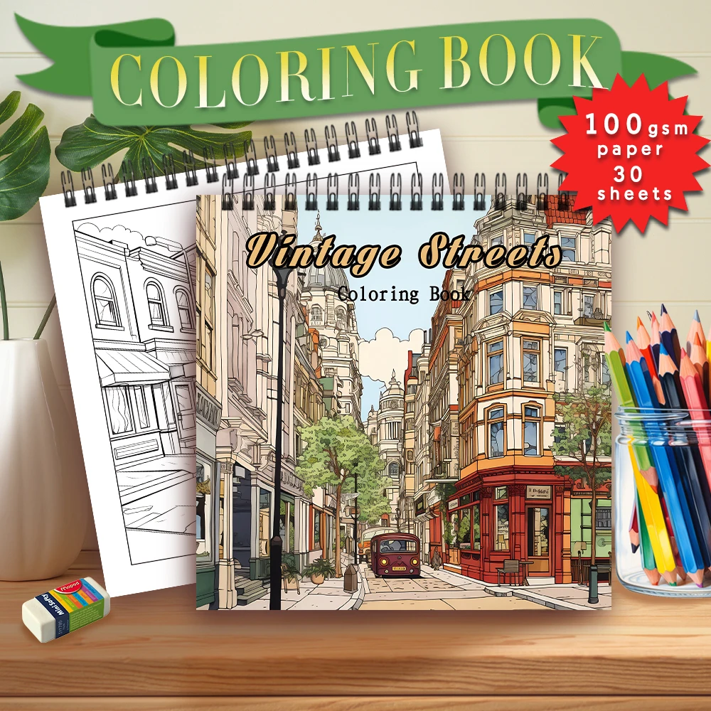 Adult coloring book - 30 Sheets Women's spiral coloring book, 8.3x 8.3 inches, drawing book, birthday gift, holiday party gift