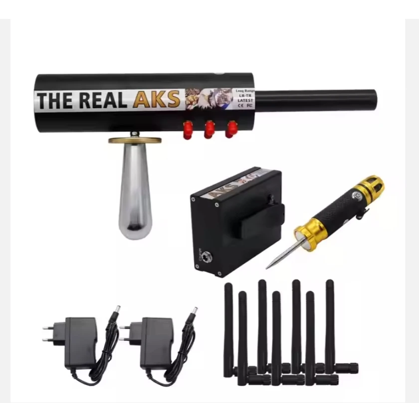 Black The Real AKS Gold Long Range Metal Detector 6 Antennas Plastic Case for Gold Silver Gem Diamond