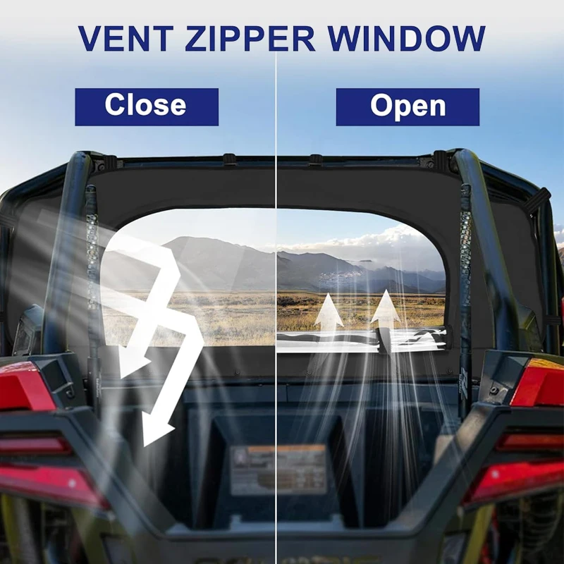 Soft UTV Rear Windshield PVC Clear Back Window Dust Rain Protection For 2020‑2024 Polaris RZR PRO XP / Turbo R UTV Accessories