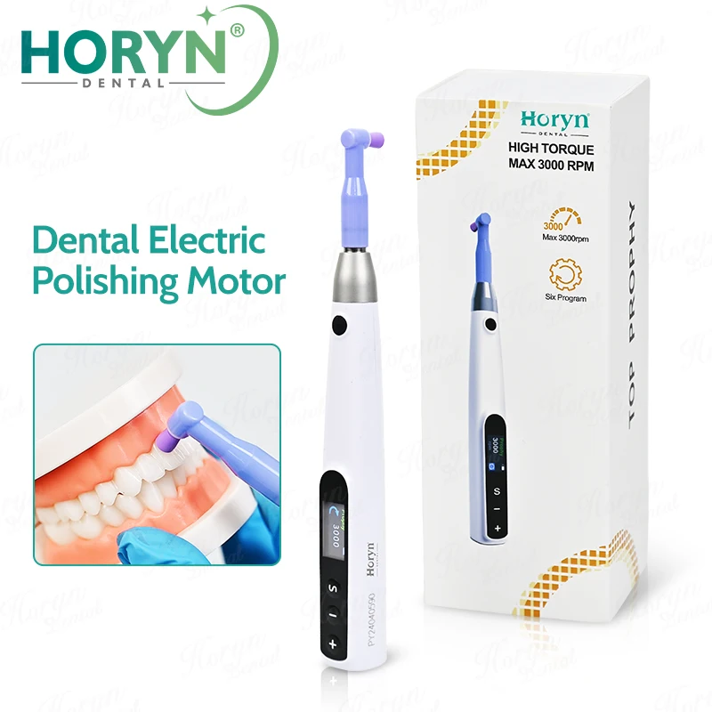 Dental Cordless Mini Head Rechargeable Polishing Handpiece 3000rpm with + 2*Prophy Angles Dental Polishing Machine