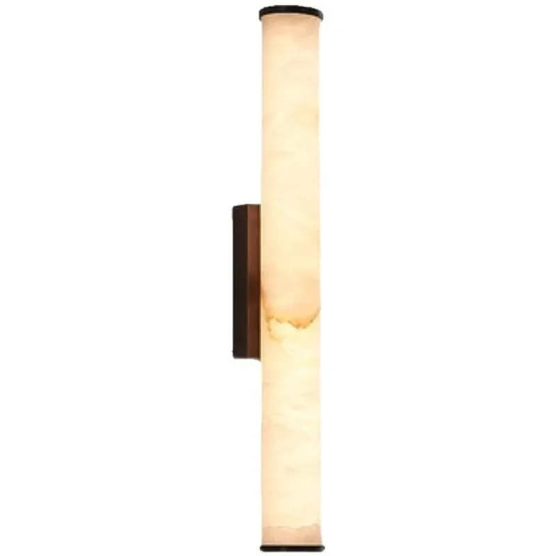 

Spanish natural marble wall lamp, modern light luxury villa living room background wall all-copper wall lamp