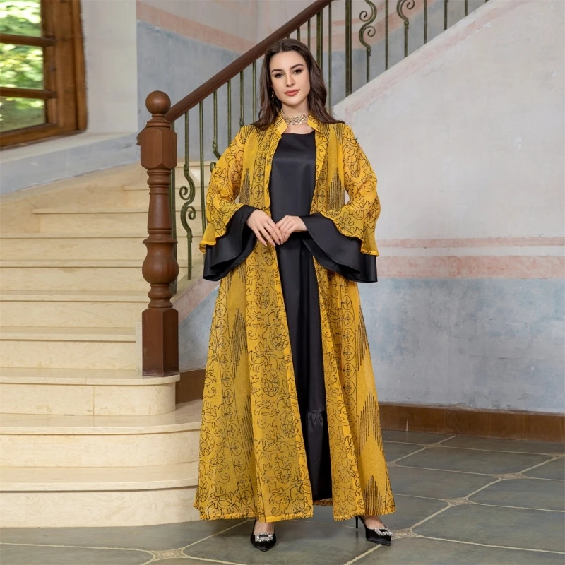 634C Islamisches Abaya-Kleid in voller Länge, lockeres islamisches Abaya-Kleid, Dubai-Strickjacke