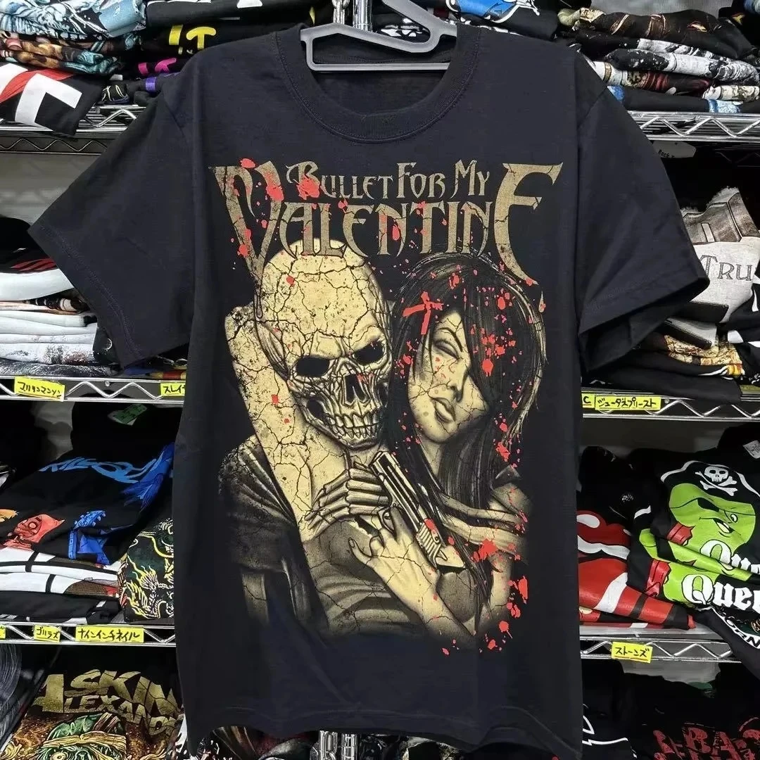 Reprint Bullet for My Valentine Band Print T Shirt Men's Women's Casual Short Sleeve Round Neck Cotton Tee Unisex Fashion Street