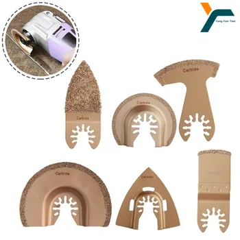 6 adet salınımlı çok amaçlı üçgen karbür törpü testere bıçağı taşlama bıçağı Fein Dewalt Black & Decker Multimaster Ryobi