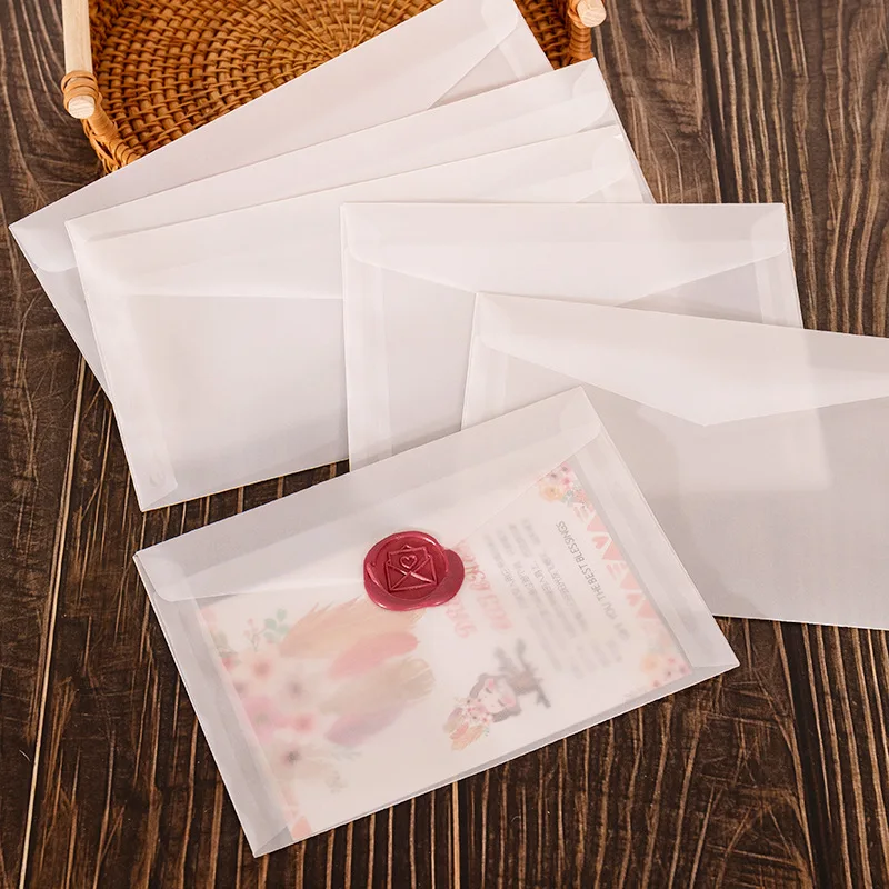 6 Sobres Transparentes de Papel Sulfurizado, Estilo Europeo Simple, para Tarjetas Postales Literarias, Invitaciones Comerciales, Cartas Creativas