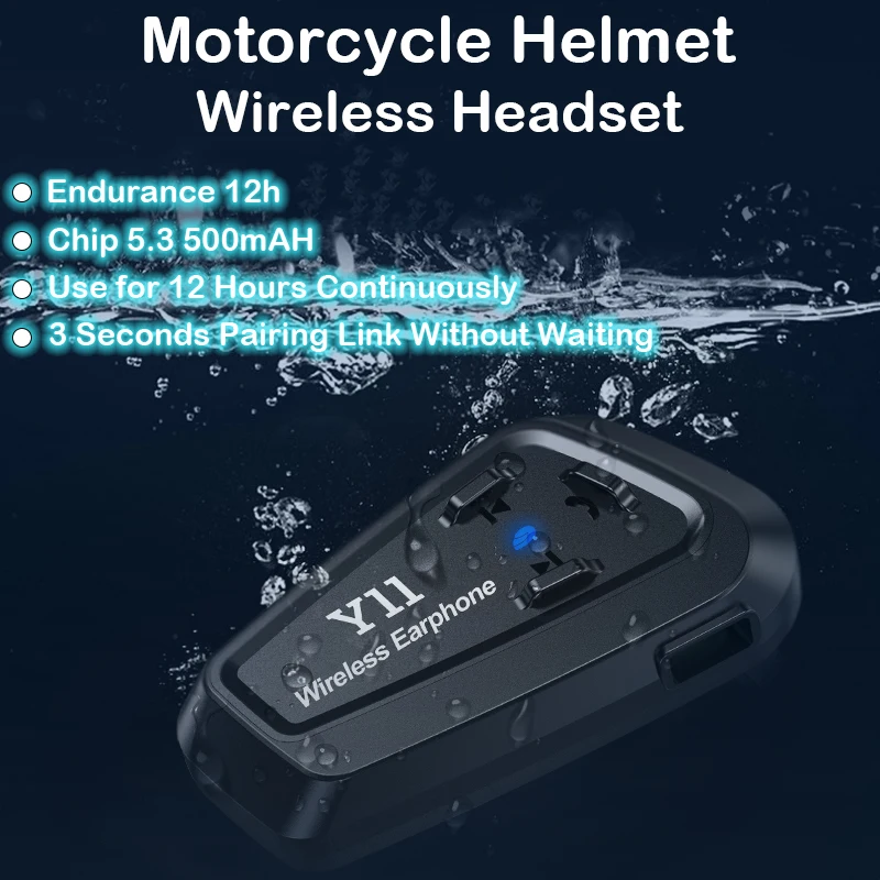 

Motorcycle Bluetooth Headsets Ultra-Long Battery Life 12H High-Definition Noise-Cancelling Call Waterproof Helmet Headset