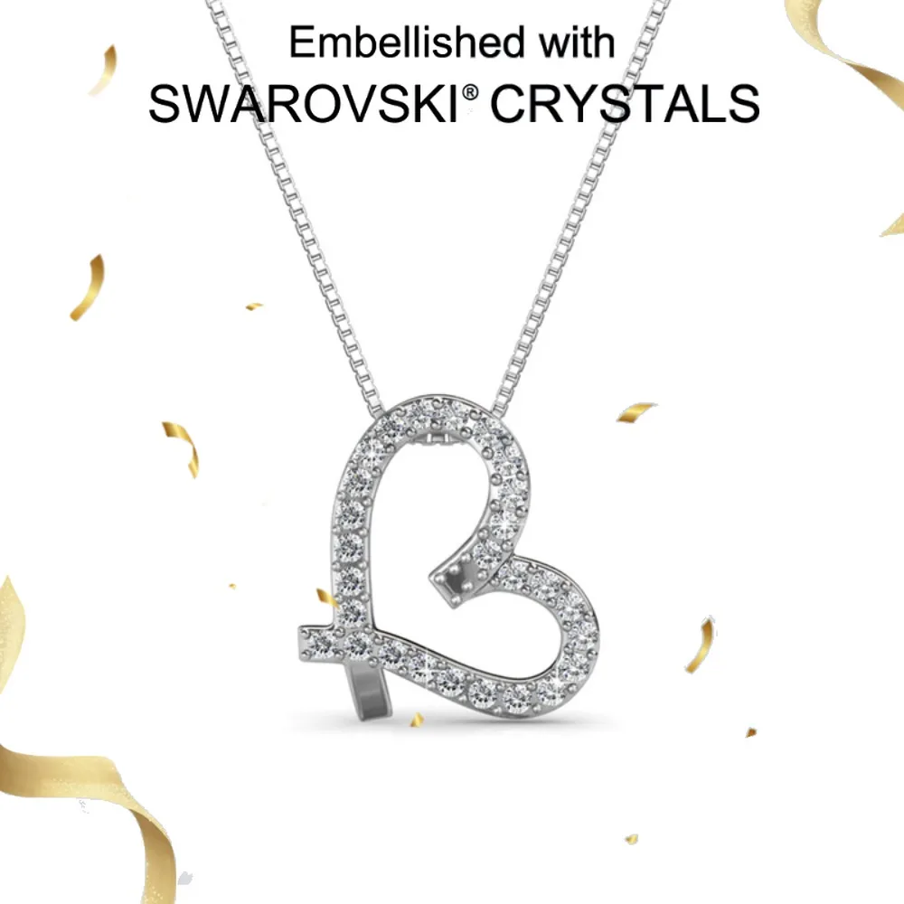 

Daisini, ожерелье из стерлингового серебра 925 пробы с сердечком вечности для женщин, роскошные свадебные украшения, украшенные кристаллами Сваровски