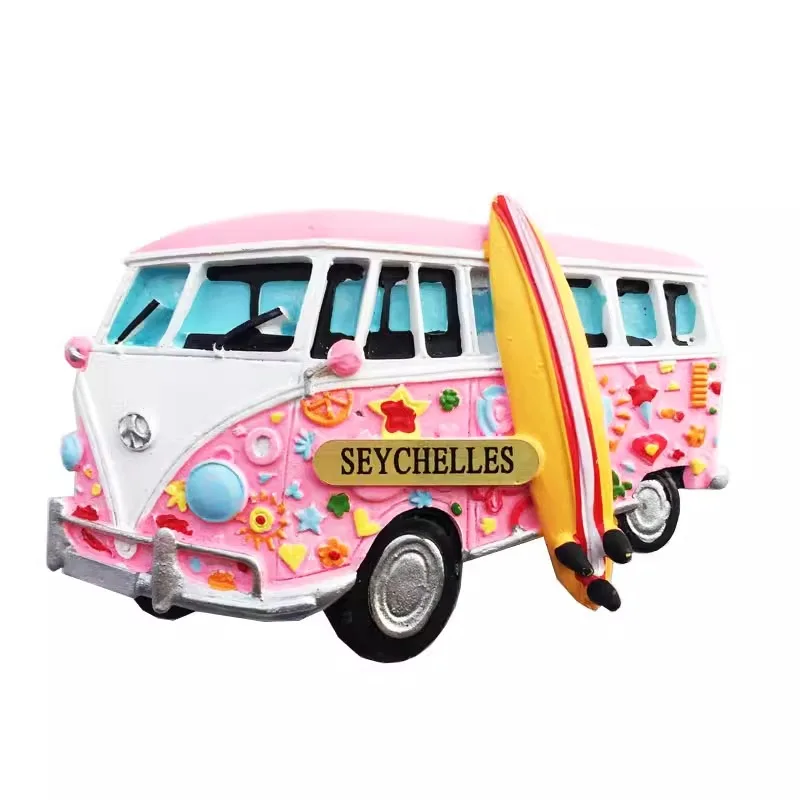 

New Creative Magnetic Refrigerator Sticker Seychelles Commemorative Gift Hand-painted tour car decorative crafts