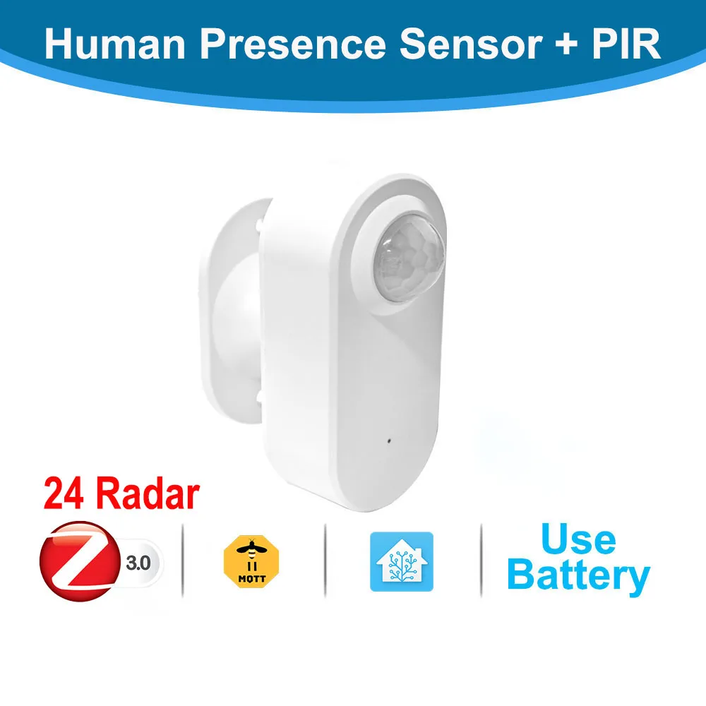 Tuya Zigbee Human Presence Sensor 24G MmWave Radar +PIR,Luminance detection Use Battery Support Zigbee2mqtt Home Assistant