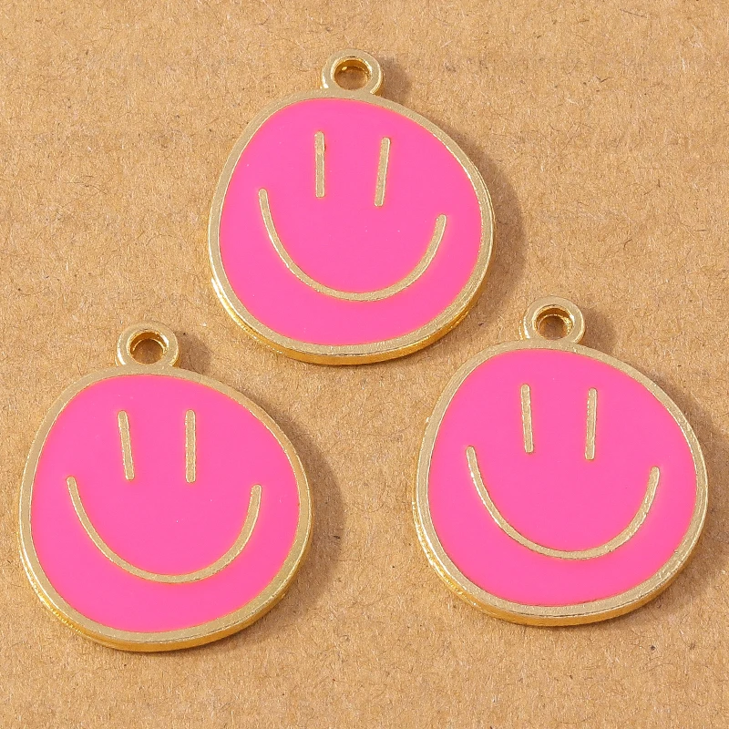 10pcs Cute Enamel Smile Face Emoticon Pendant Charm for Jewelry Making Necklace Earrings DIY Bracelet Accessories Supplies