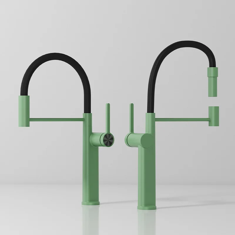 

Kitchen sink Faucet Green Chrome brass Brass pull down Sink Mixer Tap rotation kitchen mixer taps Kitchen Tap Brush Gold New