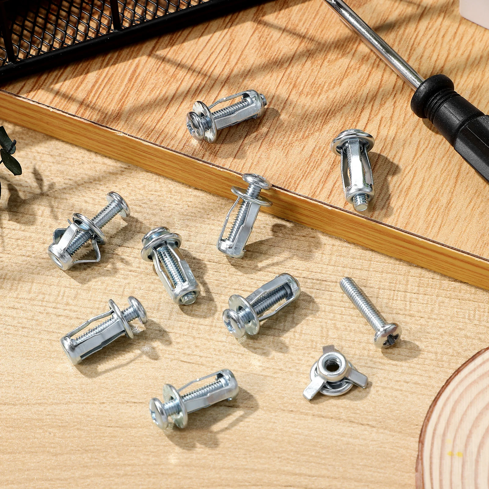 

10 Pcs Expansion Screws Petal Nuts Cavity Fixing Hollow Door Anchor Metal Fasteners Spiral Thread Galvanized Steel Hardware