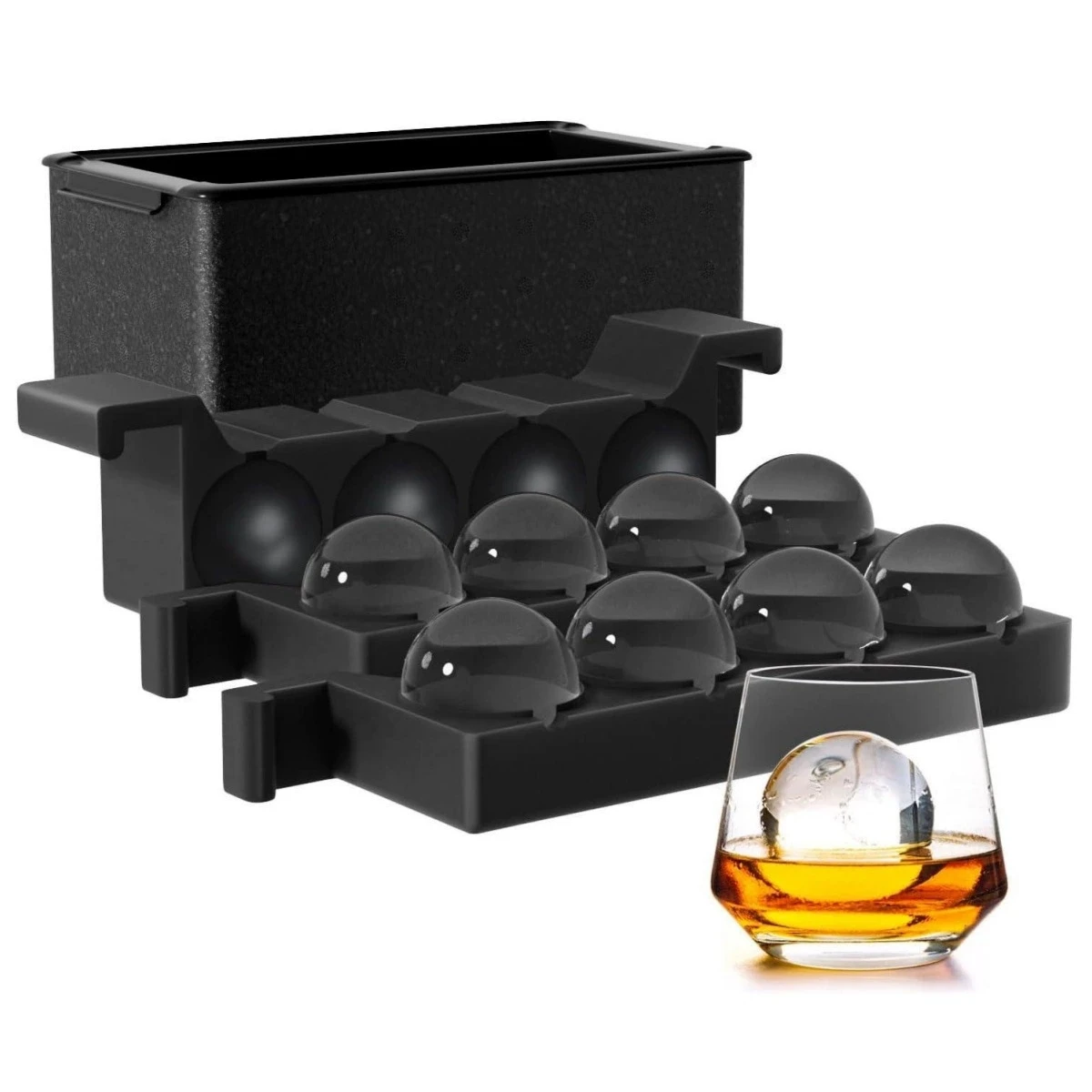 Kristallklare, transparente Eiswürfelform, Silikon-Eiskugel-Kugelhersteller-Form für Cocktails, Whiskeys und Bourbon-Getränke