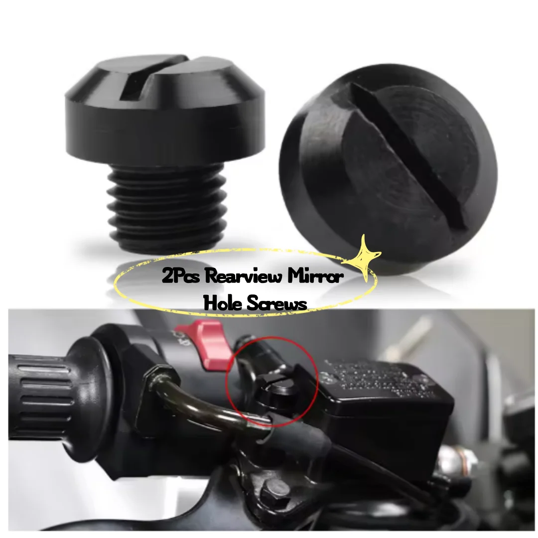 2pcs M10 Universal CNC Aluminum Right Hand Mirror Hole 10mm Plug Screws For Kawasaki Z400 Z650 Z800 Z900 Z1000 Aluminum Alloy