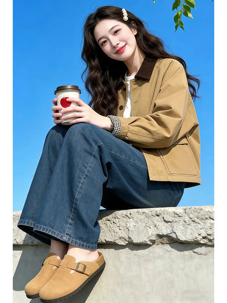 Barn Style Short Coat Jacket Women's Casual Fashion Slimming Top Spring Autumn Popular Design Sensation Windbreaker Outerwear