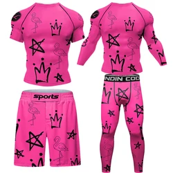 Camisetas de compresión de boxeo MMA para hombre, pantalones cortos para entrenamiento de gimnasio, ropa interior deportiva, conjuntos de camiseta de Rash Guard, camisetas atléticas