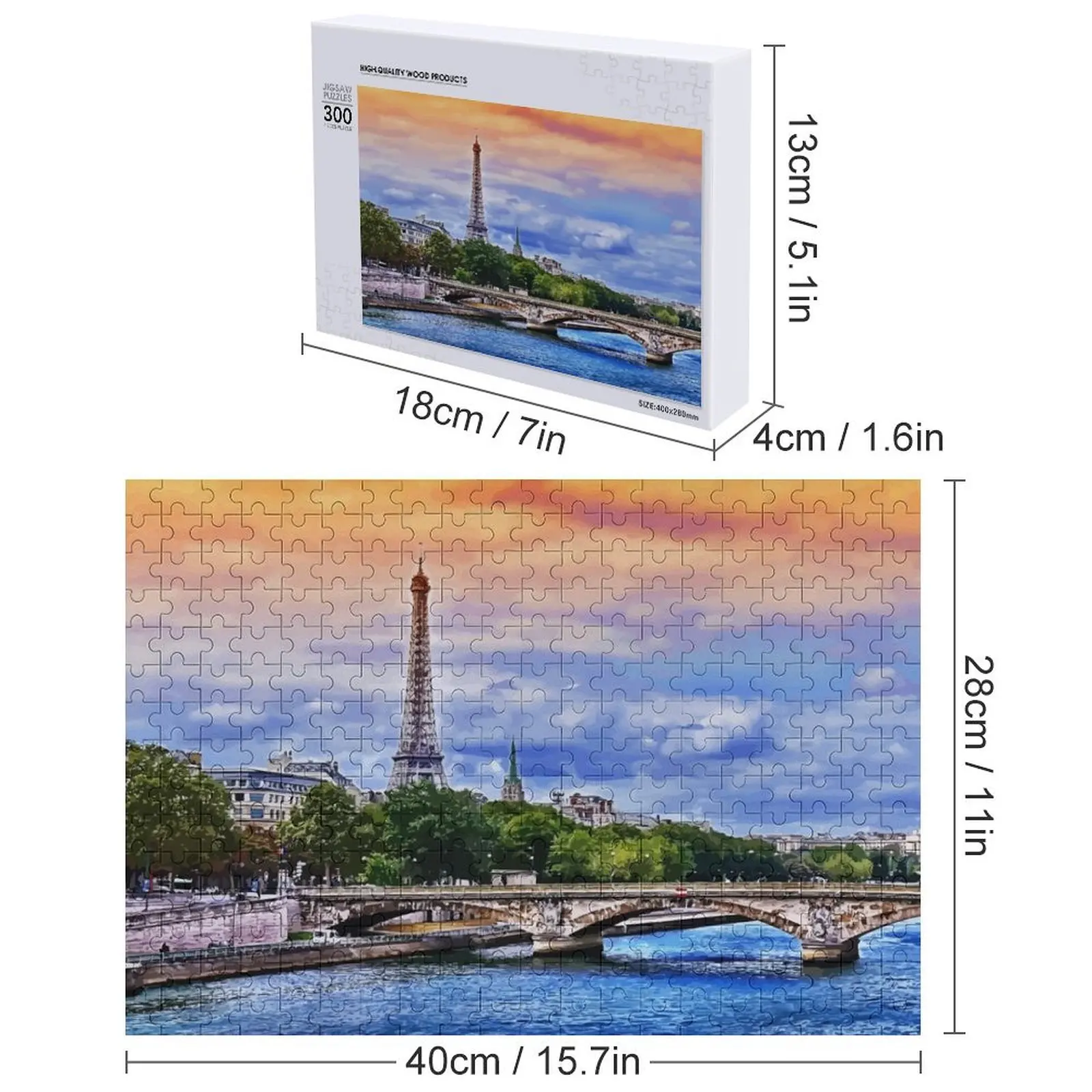 ปารีส - บนแม่น้ำแซน จิ๊กซอว์พัซเซิล ของตกแต่งไม้ ภาพวาด เกม ปริศนาสำหรับเด็ก