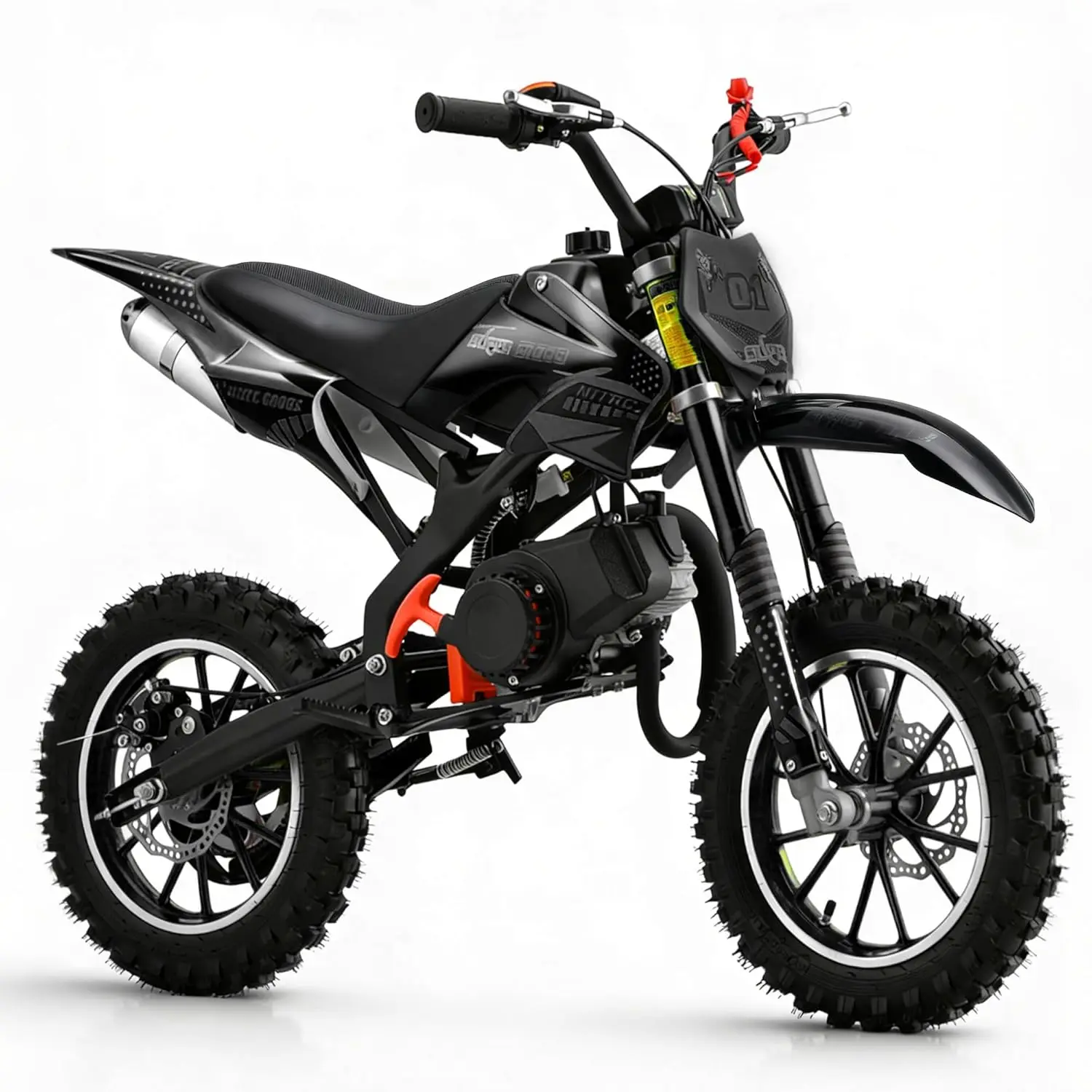 

50cc 2-Stroke Gas Mini Dirt Bike 40MPH Off-Road Kids 8-14 Front & Rear Disc Brakes Double Shock Absorption, Custom