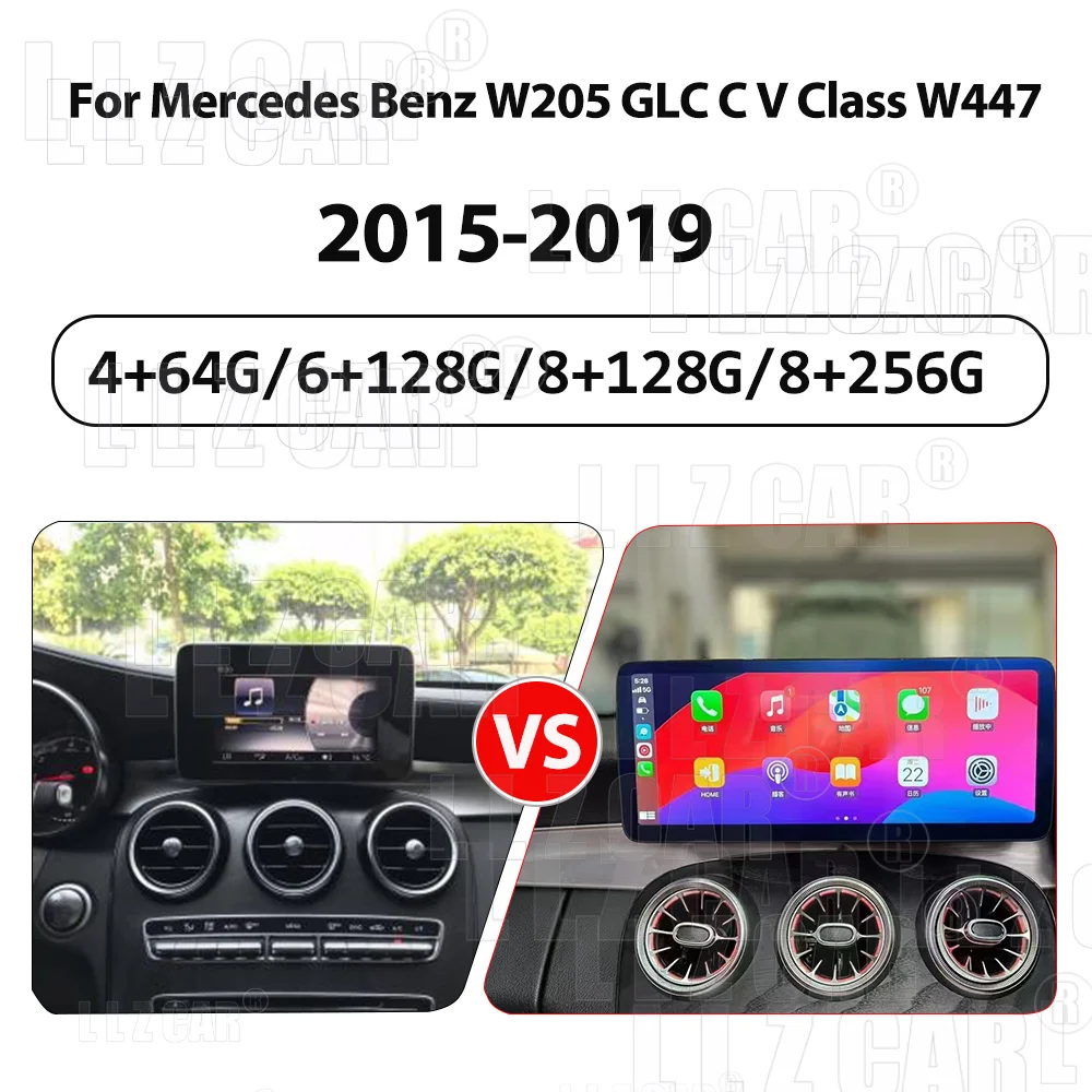 Android 13 Car Radio For Mercedes Benz C Class W205/GLC X253 NTG5.0/5.5/6.0 2015-2019 LCD Digital Dashboard GPS Navigati