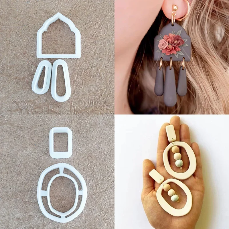 Hollow Polymer Clay Cutter Molds Leaf/Butterfly Bow Architectural Style Embossing Clay Tools for Jewelry Earring Making Tools
