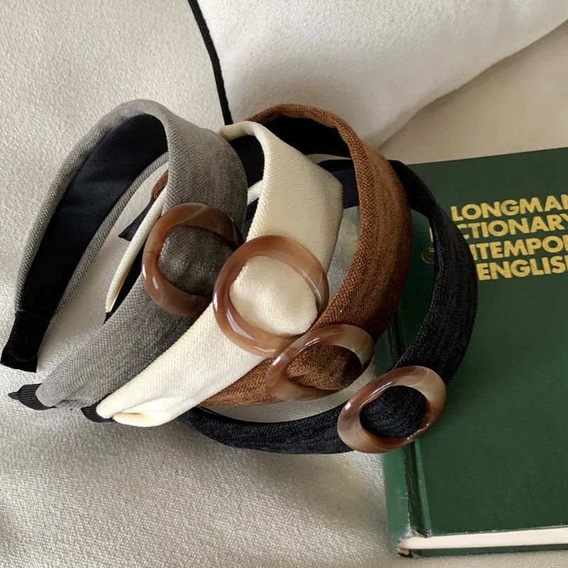 1pc Korean style minimalist circular wide edge headband with Maillard temperament and high-end pressure headband