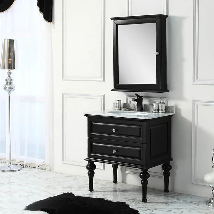 

French oak solid wood bathroom cabinet American bathroom cabinet bathroom washstand floor-mounted luxury washbasin cabinet