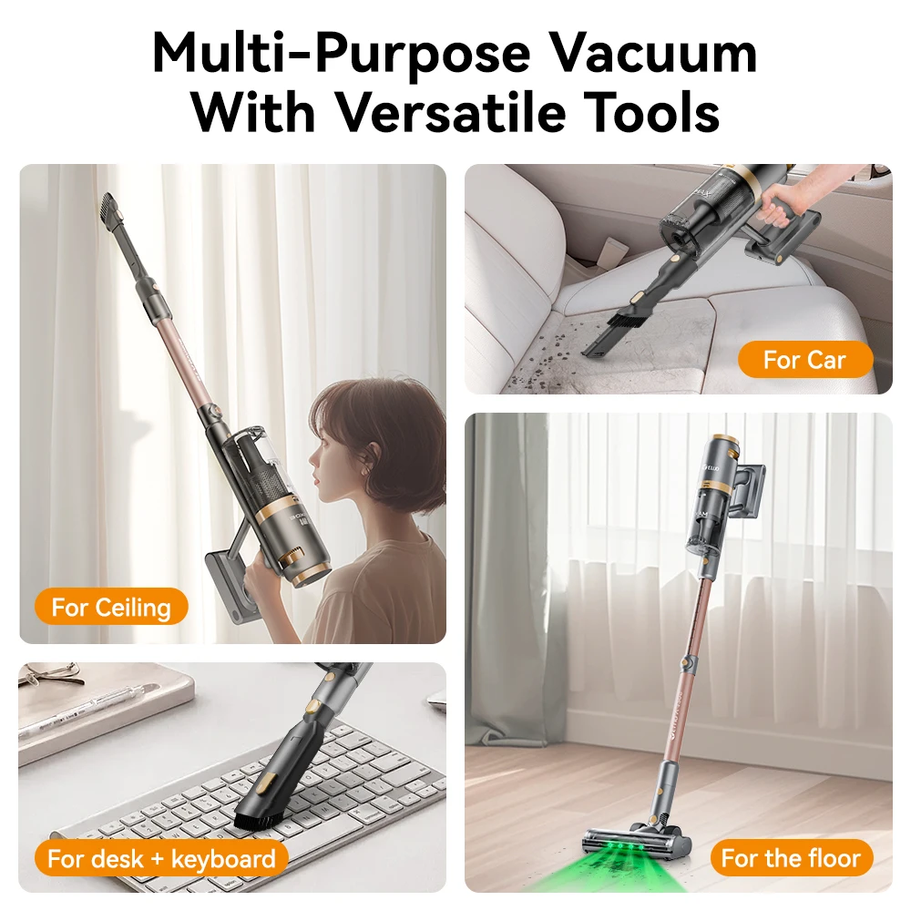 E.LUO 무선 진공 청소기 35KPa 1h 휴대용 가정용 진공 청소기, 하드 플로어/자동차/애완 동물/애완 동물 털용 LED 디스플레이