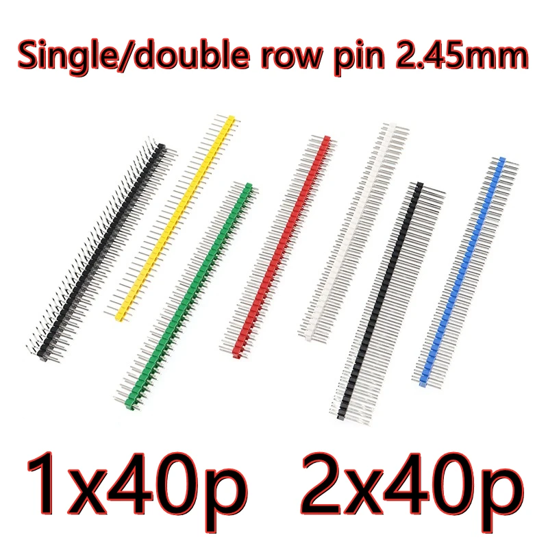 10pcs Single/double row pin Pitch 2.45mm 1*40p 2*40p Right Angle Bent Angle1x40p 2x40p Pin Length 13/15/17/19/20/21mm connector