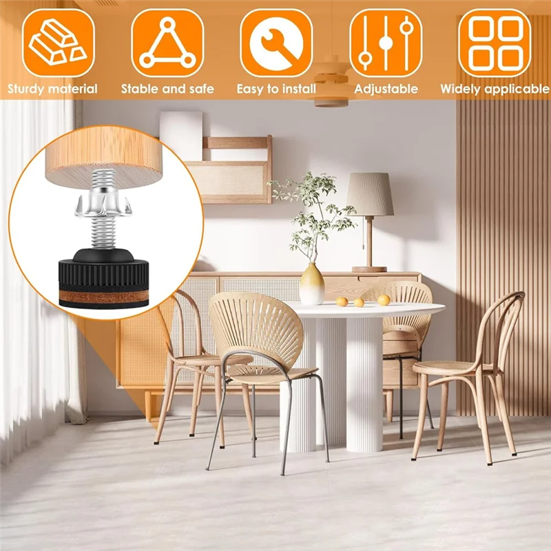 AEE6-20Pack verstelbare meubellevelers met vloerbeschermers, 3/8 inch zware stelvoeten met rubberen pads, voor tafels