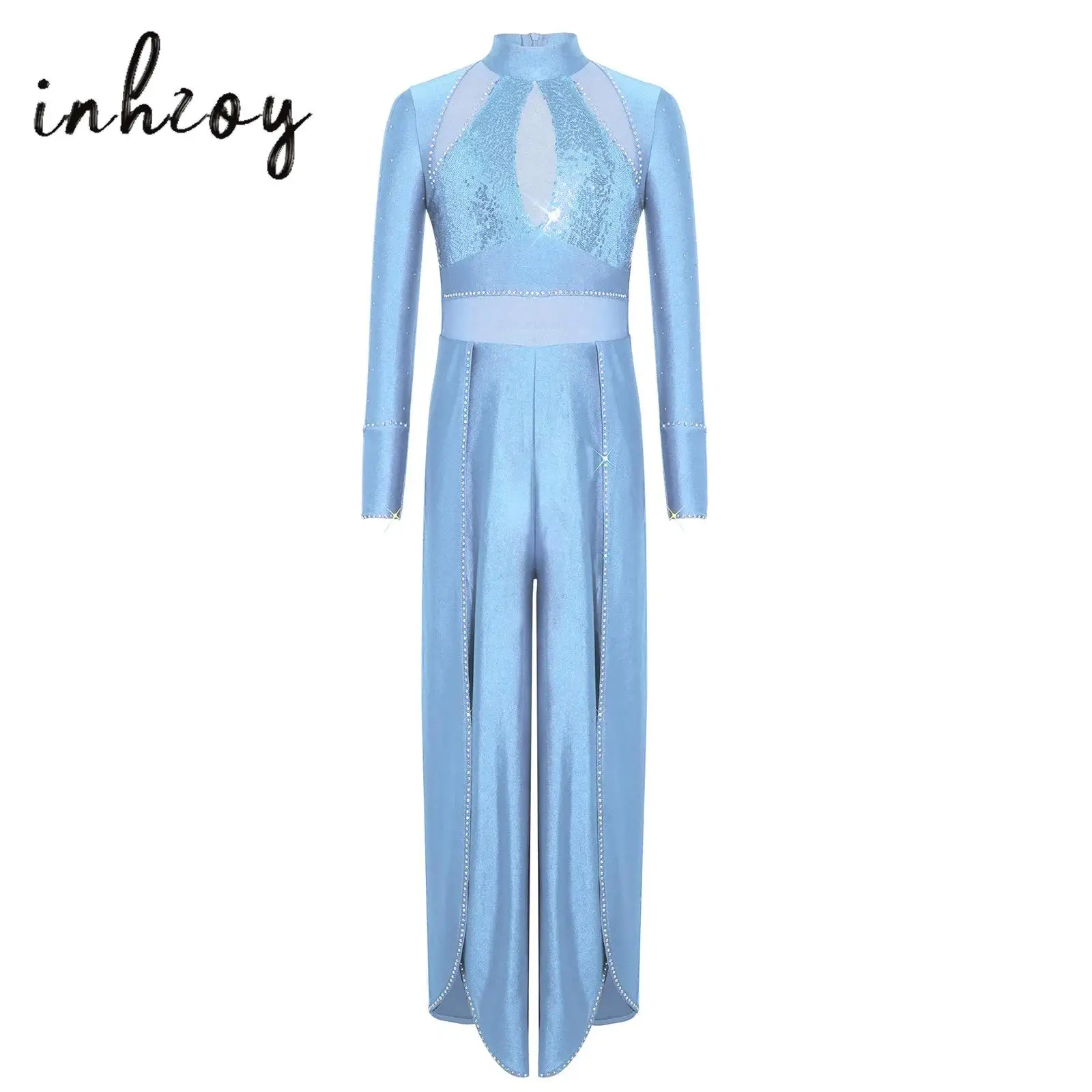 Traje de Danza Lírica para Niñas, Pantalón Capri, Vestuario de Danza Contemporánea, Atuendo para Actuación Escénica, Body de Pierna Ancha