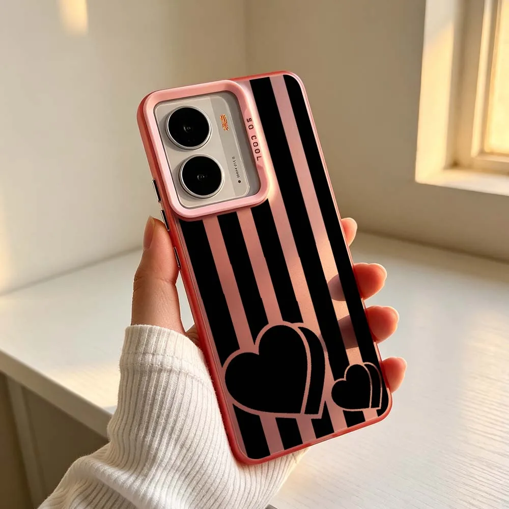 Black Stripe Design For Realme 14X 14 13 12X 12 11X 11 10 9i C67 C75 V60 70 C25Y Pro Colored Silver Phone Case Cover