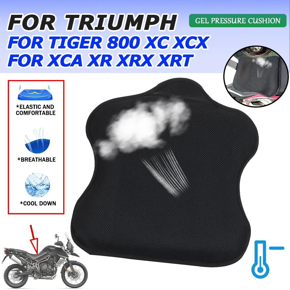 Juste de coussin en gel pour siège de moto, coussin en maille de refroidissement, accessoires pour Triumph Tiger 800, XC, XCX, XCA, Poly, XRX, XRT, Tiger800