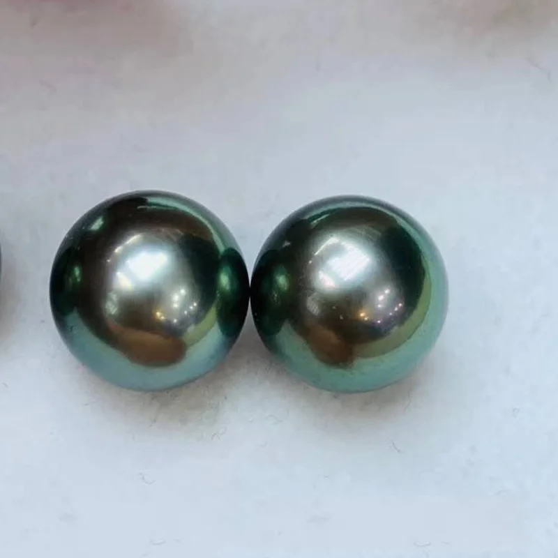 

Charming Pair Of 10-11mm Natural Sea Genuine Black Round Luste Loose Pearl Jewelry