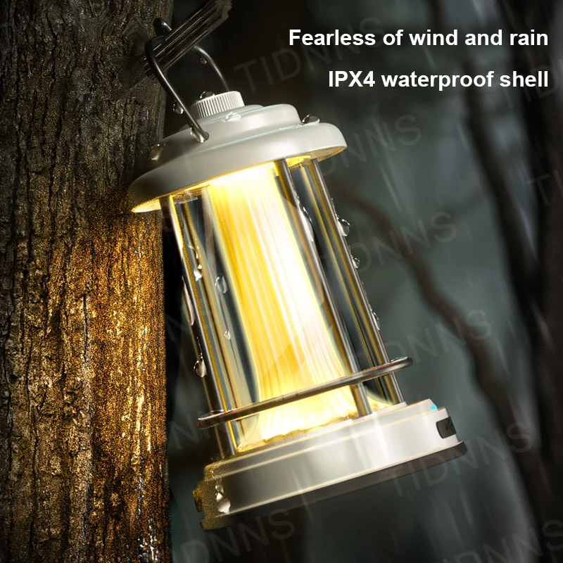 Retro LED Camping Lantern Rechargeable 8000mAh Portable Waterproof for Camping Lights Emergency Home Power Outages Outdoor