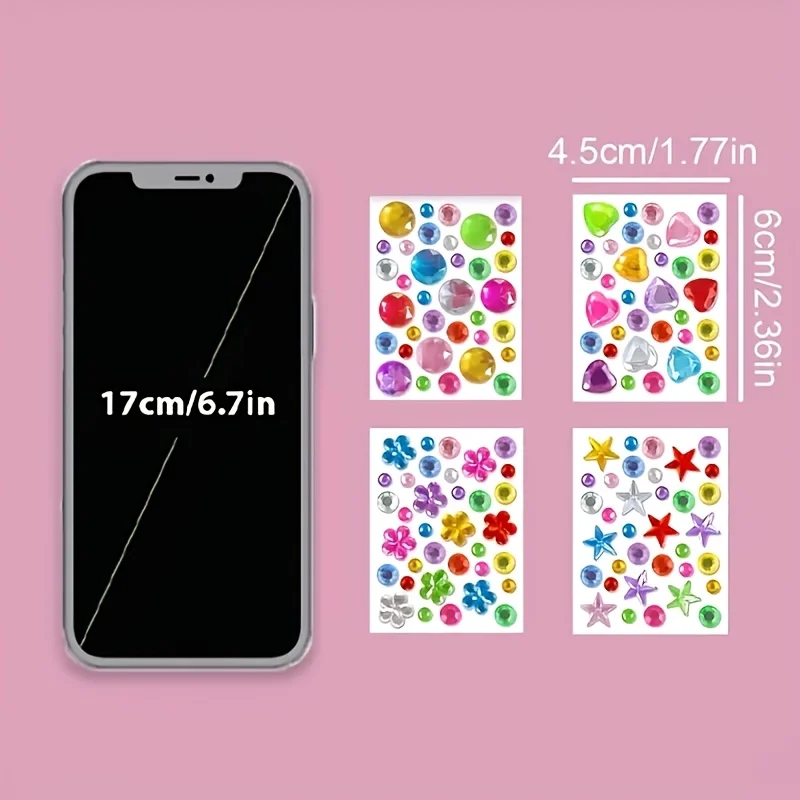 4 Stück Haustier-Strass-Aufkleber, zufällige Farben, Cartoon-Strass-Patches, Haustierpflege-Dekoration für Hunde und Katzen – Detail 6