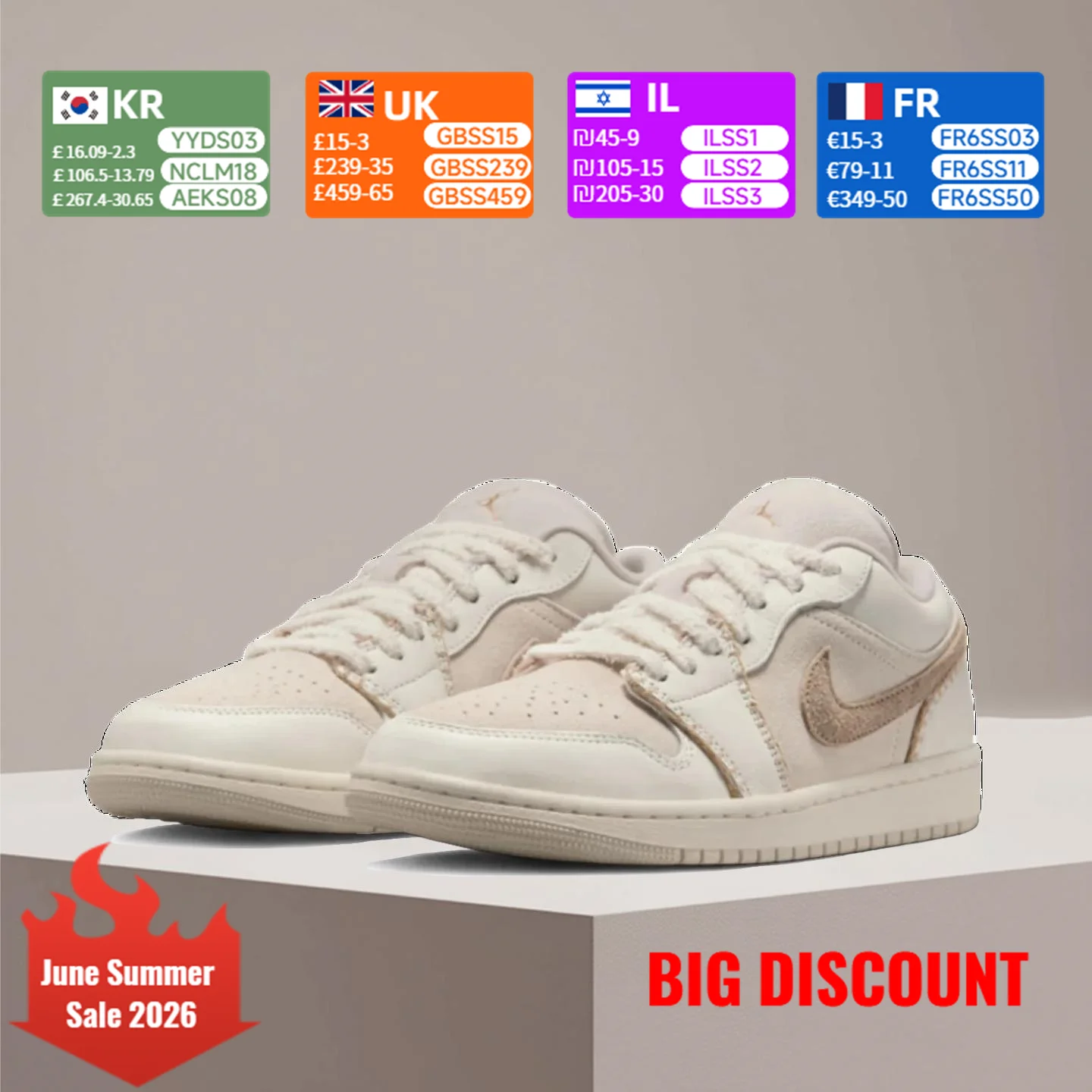 Nike Air Jordan 1 Sneakers Stylish Athletic Cushioned Low-Top Basketball Shoes Unisex Style HV4268-120