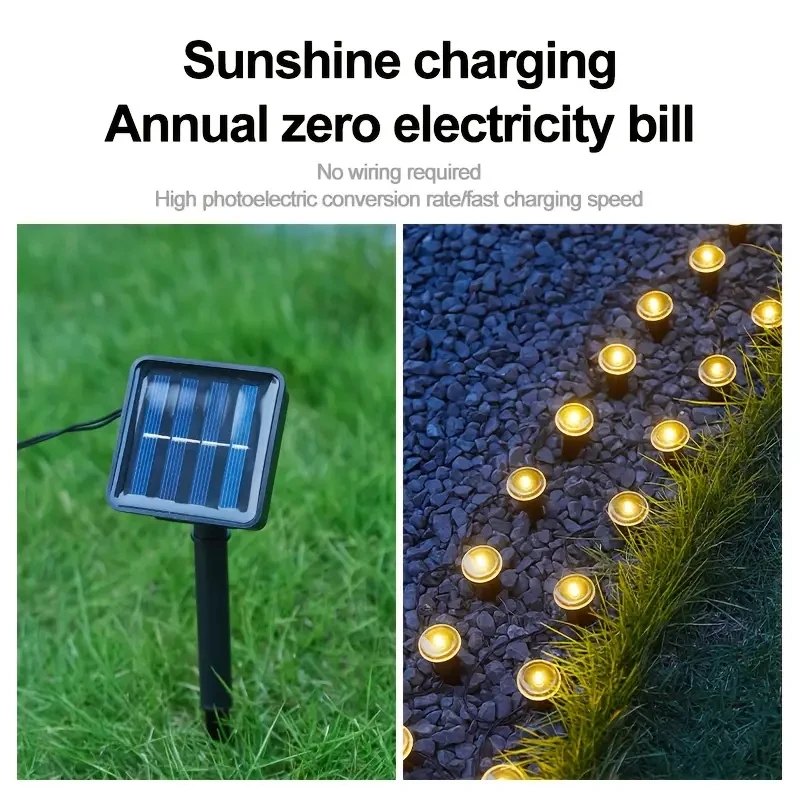 الطاقة الشمسية LED حديقة مسار الضوء 15/30 المصابيح 8 طرق في الهواء الطلق مصباح حديقة مقاوم للماء للتخييم حفلات الزفاف عيد الميلاد عطلة الإضاءة