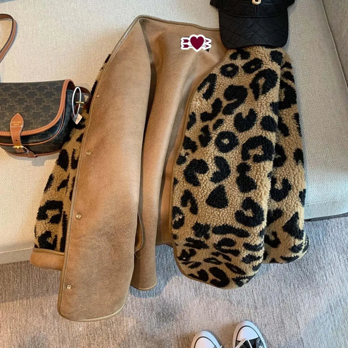 Vintage Brown Leopard Fur Integration Jacket Women Loose Button Up Oversized Coats Winter Clothes Korean Style Hot Girls Kawaii