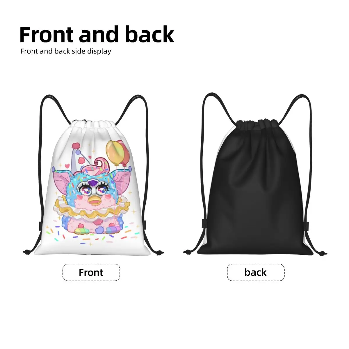 Clown Furbys Drawstring Bags Men Women Foldable Sports Gym Sackpack Cartoon Animal Robot Shopping Storage Backpacks