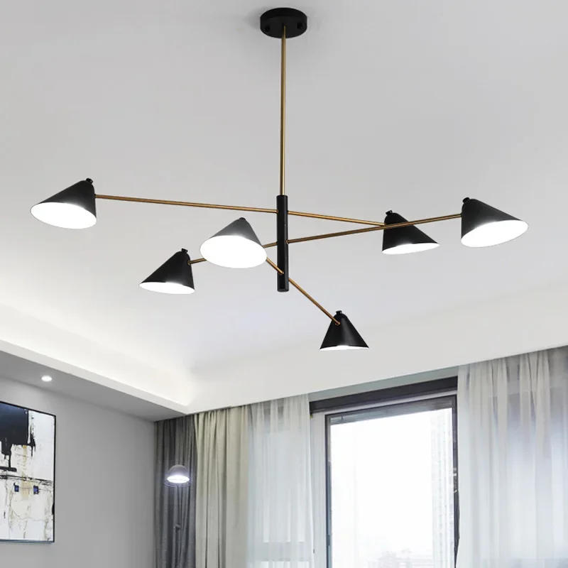Post Modern Chandelier Nordic creative Black Cone Shadelight living room  designer minimalist atmosphere dining room lighting