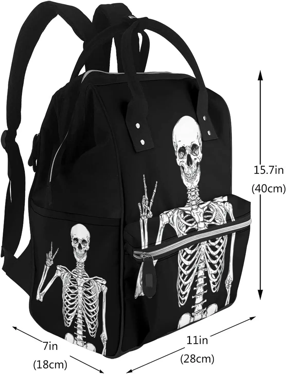 Funny Skull Diaper Bag Nappy Backpack Travel Shoulder Bags Large Capacity Waterproof Stylish with Mommy Daddy Outdoor Shopping