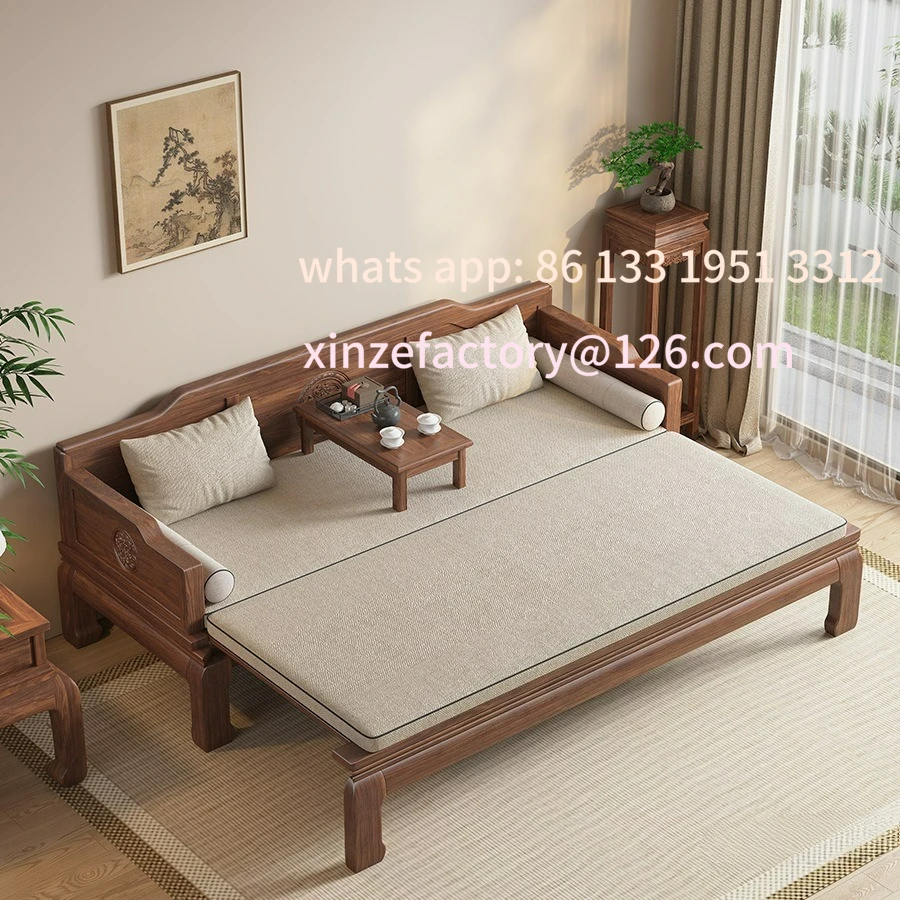 Lit Arhat personnalisable en noyer tout en bois massif, canapé-lit rétractable multifonction push-pull à double usage