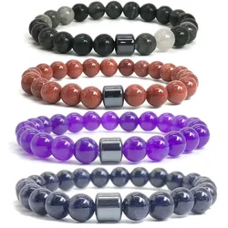 8mm Charm Healing Natural Stone Bracelets Men Women Turquoise malachite Agate Lapis Jasper Quartz Tiger Eye Lovers Gift Jewelry