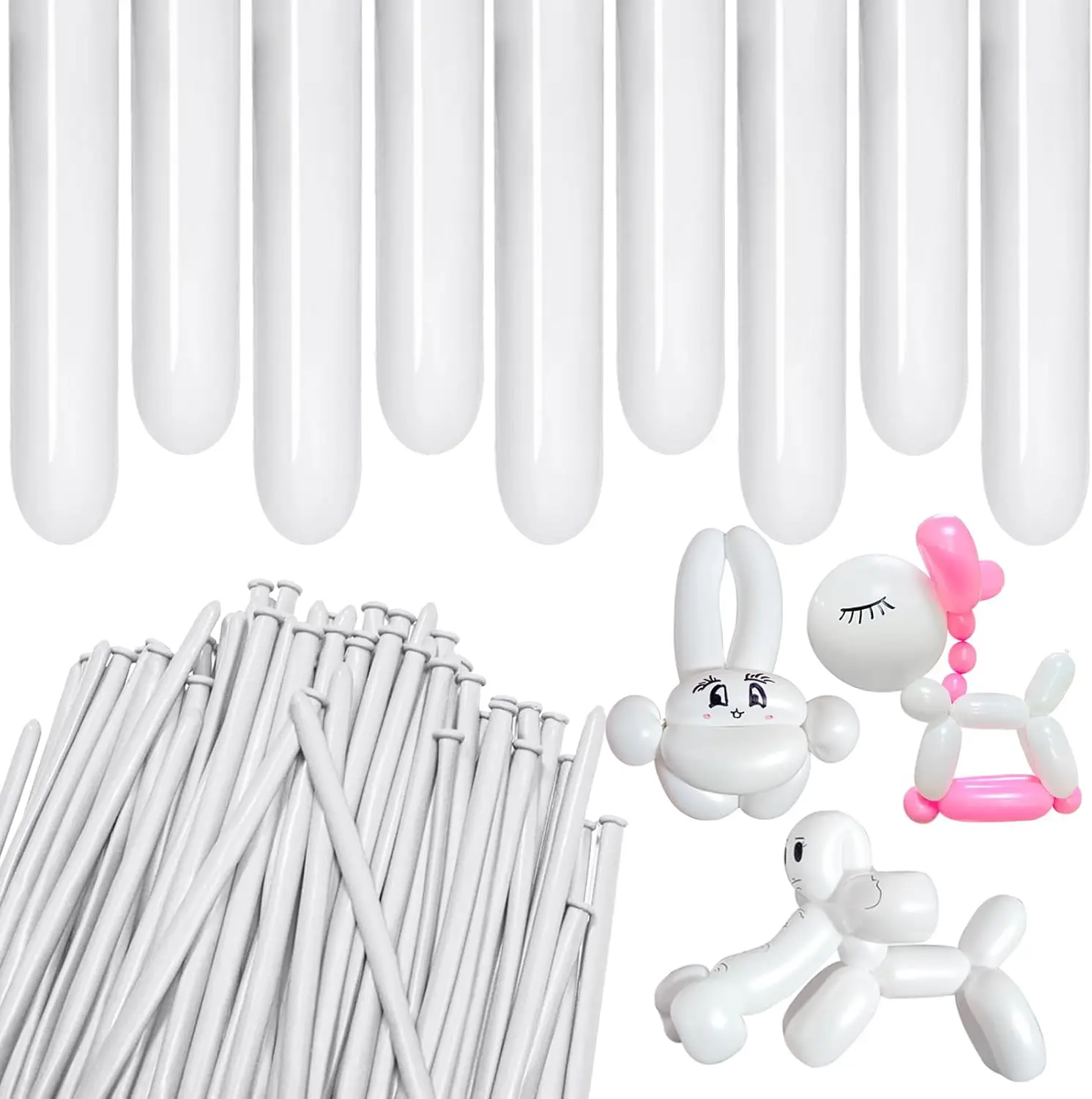 60 Stück/100 Stück 260Q weiße, matte, lange Latexballons, geeignet für Hochzeit, Geburtstag, Brautparty, Weihnachtsdekoration – Detail 7